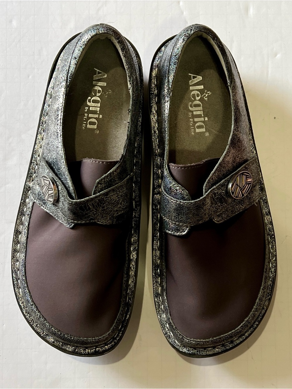 Alegria Den-735 metallic gray and plum slip on shoes US Women’s 8.5 EU 39 - Picture 4 of 12